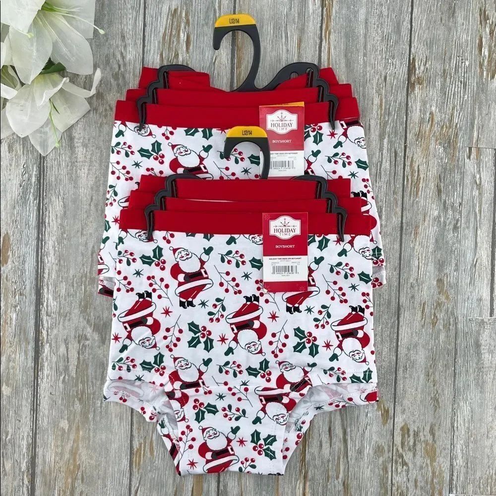 Women's Christmas Santa Boyshort Panties Underwear 2, 3-Packs Size L